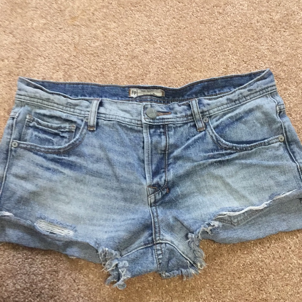 Distressed jean shorts